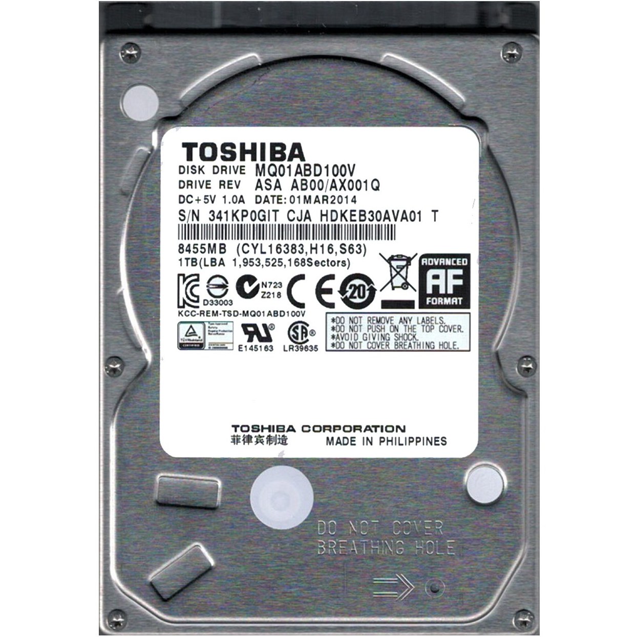 هارد توشیبا هارد دیسک اینترنال توشیبا مدل MQ01ABD100 ظرفیت 1 ترابایت 3.5 اینچی - Image 1